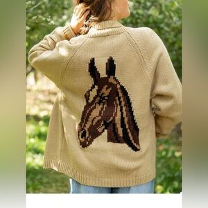 Varsity horse cardigan no label size M